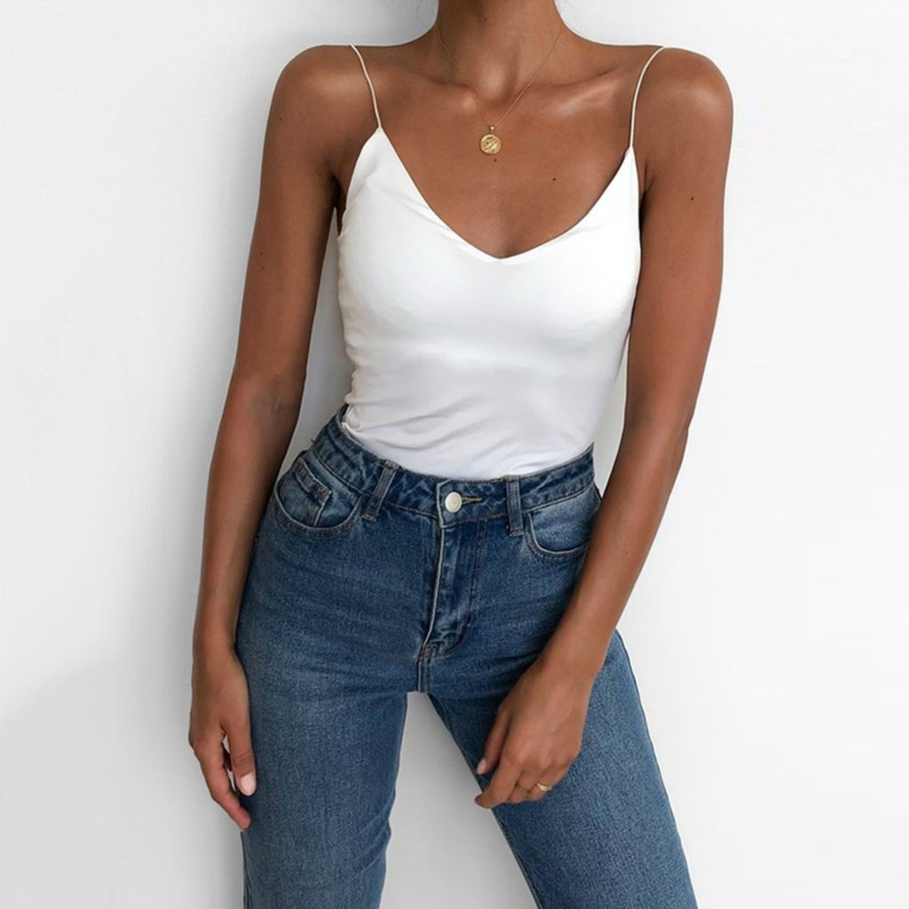 Women's Satin Thin Solid Camis Vest Tank Tops