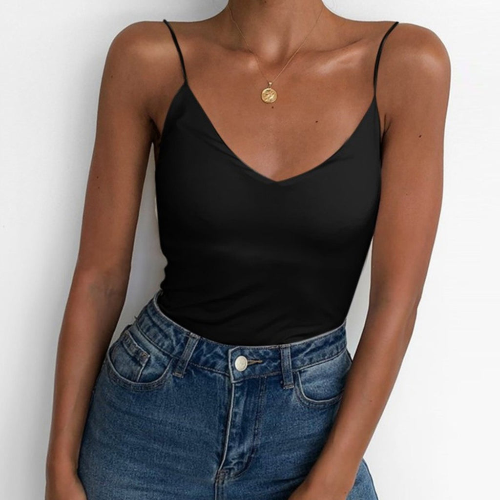 Women's Satin Thin Solid Camis Vest Tank Tops