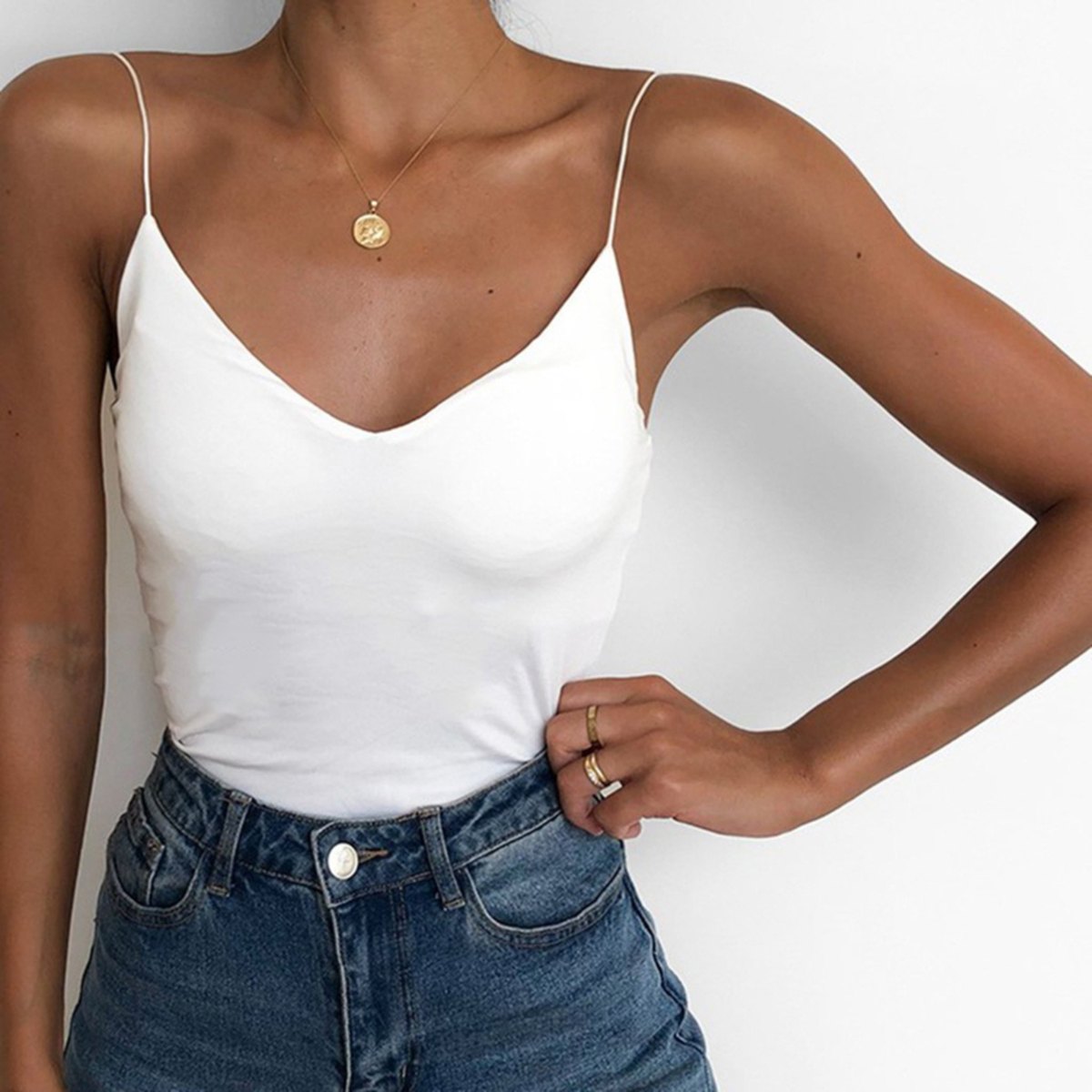 Women's Satin Thin Solid Camis Vest Tank Tops