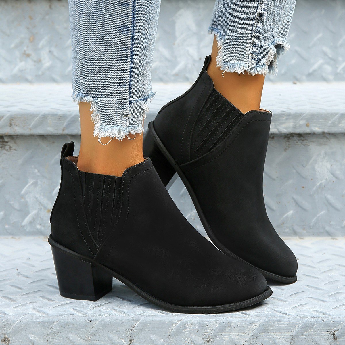 Women's Shoes Pointed Toe Thick Square Heel Ankle