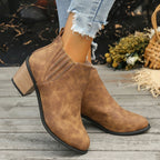 Women's Shoes Pointed Toe Thick Square Heel Ankle