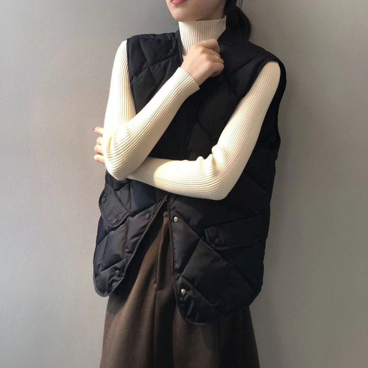 Women's Short Cotton Jacket Vest Loose Puffer