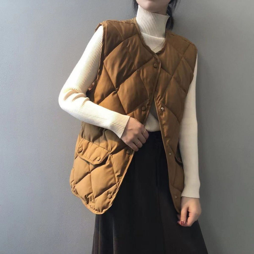 Women's Short Cotton Jacket Vest Loose Puffer