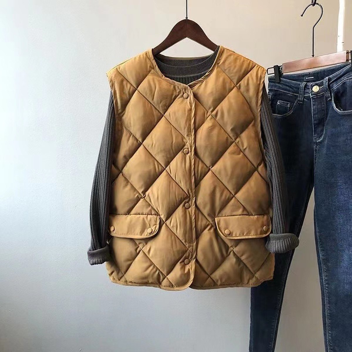 Women's Short Cotton Jacket Vest Loose Puffer