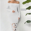 Women's Shoulder Cut Out Bodycon Dress Maxi Outfit