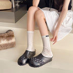 Women's Silver Platform Closed Toe Mules Outdoor Wear