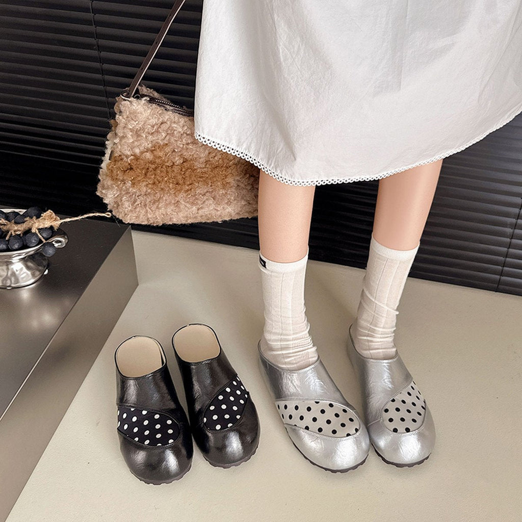 Women's Silver Platform Closed Toe Mules Outdoor Wear