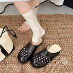 Women's Silver Platform Closed Toe Mules Outdoor Wear
