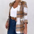 Women's Single Breasted Plaid Wool Coat