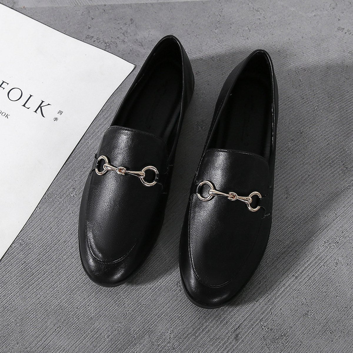 Women's Single Shoes Small Leather British College Retro