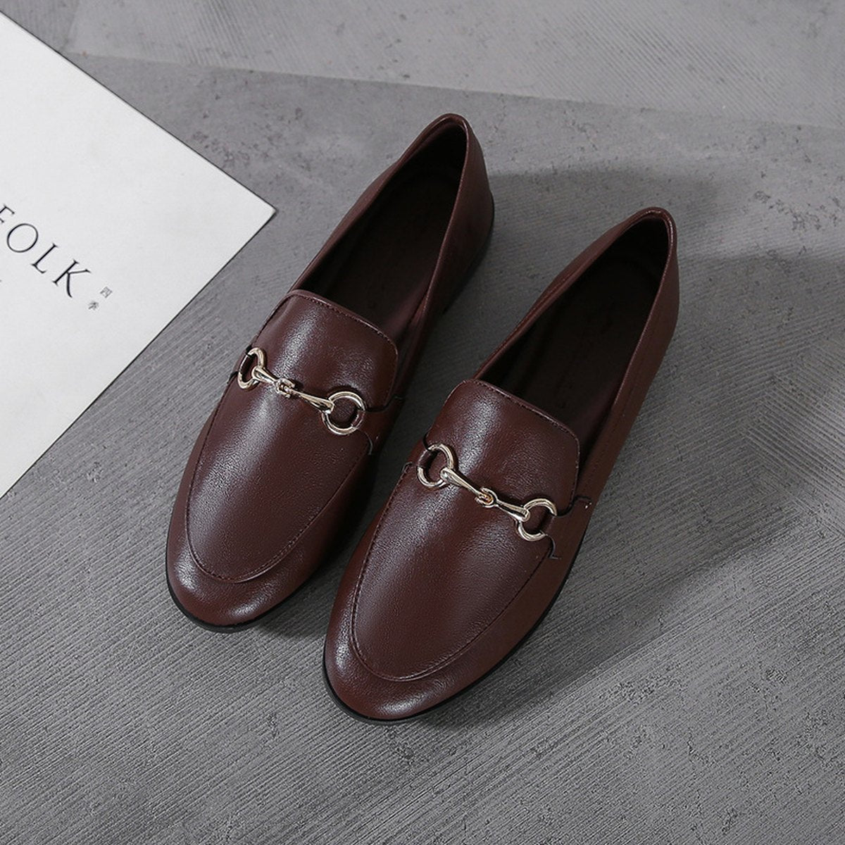 Women's Single Shoes Small Leather British College Retro