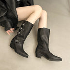 Women's Skinny Buckle Short Boots Height Increasing Thick
