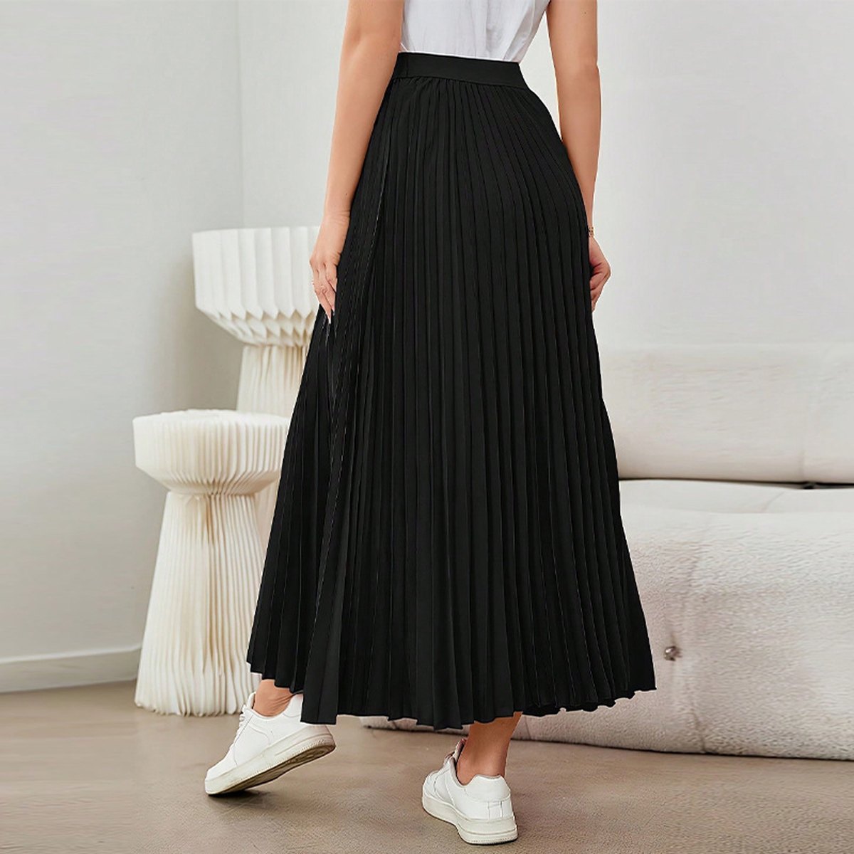 Women's Skirt Elegant Pleated Puffy Umbrella Polyester
