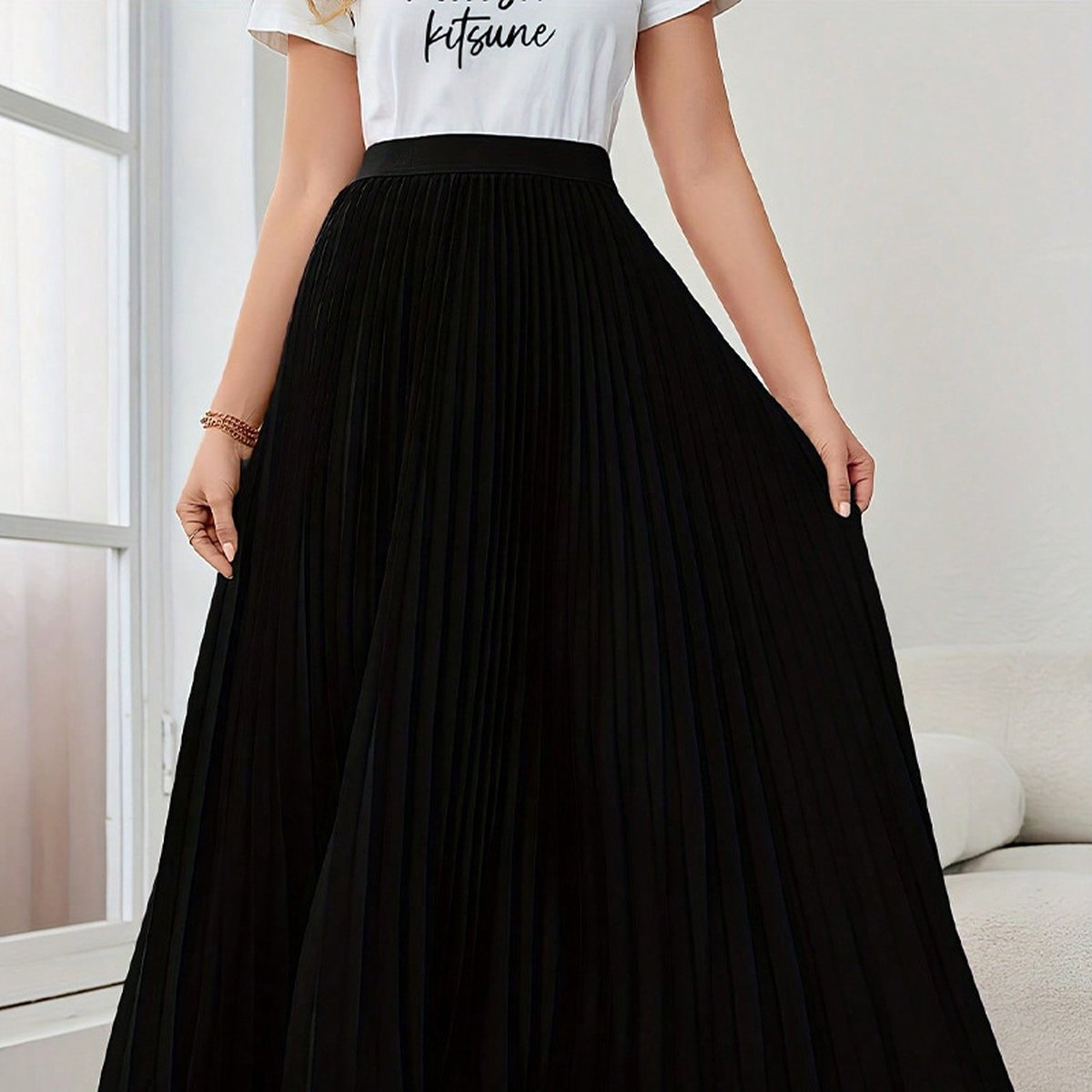 Women's Skirt Elegant Pleated Puffy Umbrella Polyester