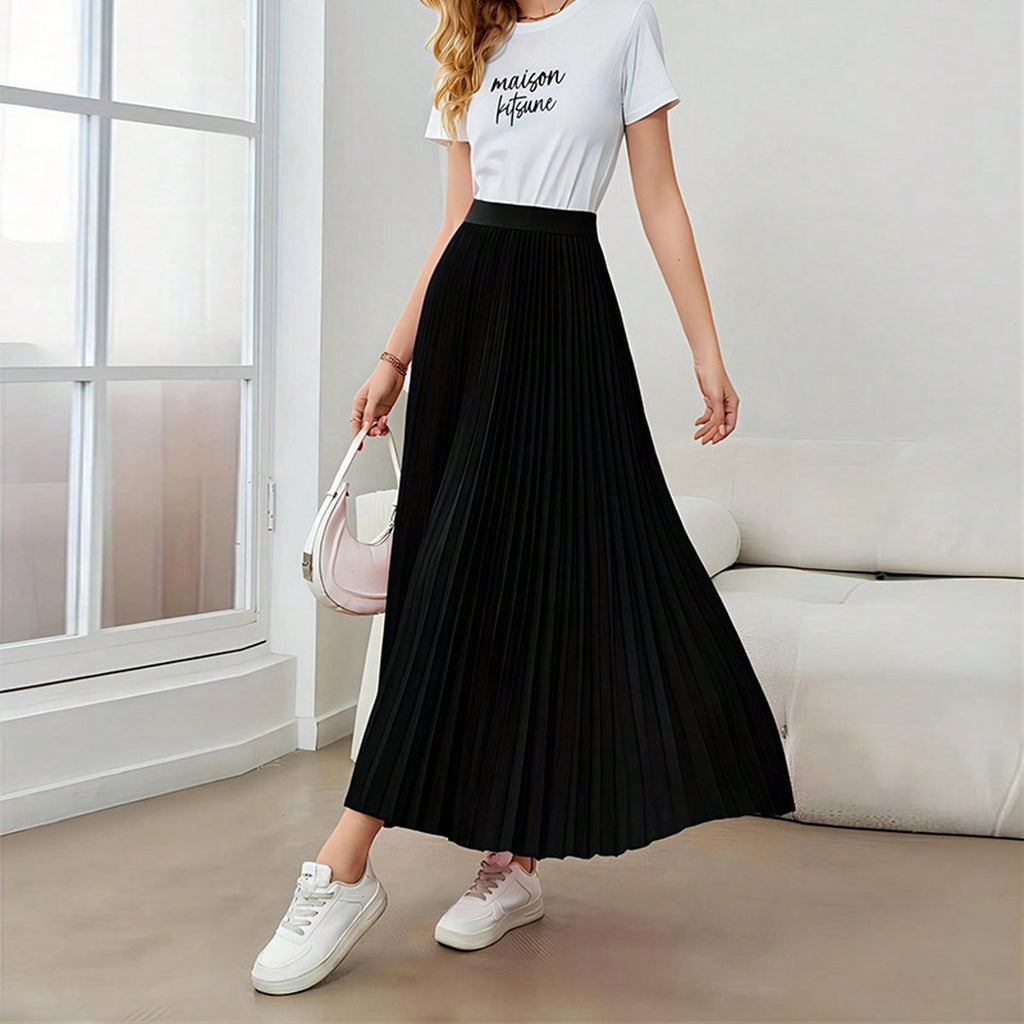 Women's Skirt Elegant Pleated Puffy Umbrella Polyester