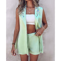 Women's Sleeveless Top Shorts Suit