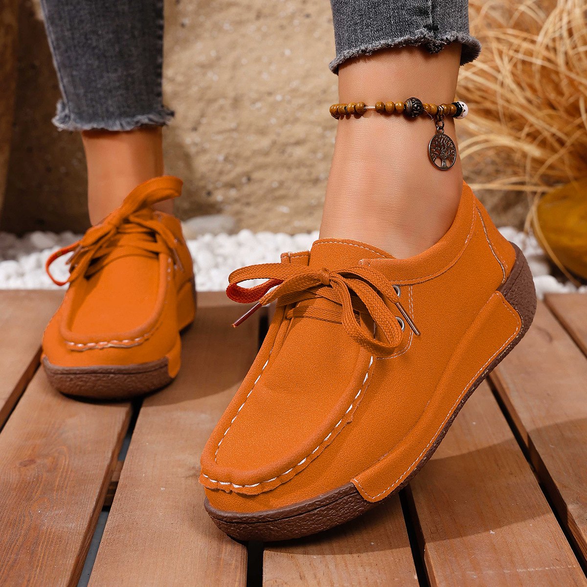 Women's Slip-on Loafers Round-toe Single-layer Shoes