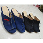 Women's Slippers Denim Fish Mouth Shoes Platform High-heeled