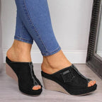 Women's Slippers Denim Fish Mouth Shoes Platform High-heeled