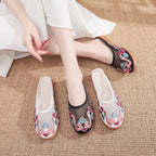 Women's Slippers Mesh Embroidered Cotton Shoes Casual Outdoor