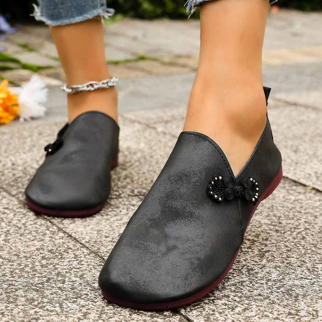 Women's Slippers Retro Buckle Closed-toe