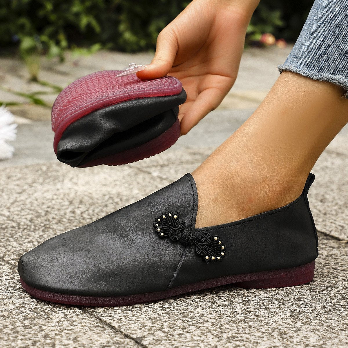 Women's Slippers Retro Buckle Closed-toe