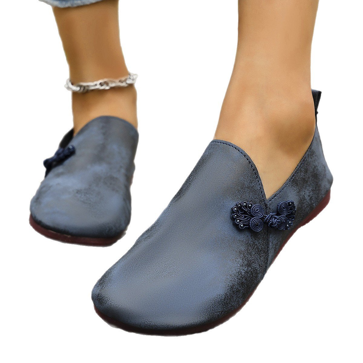 Women's Slippers Retro Buckle Closed-toe