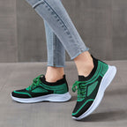 Women's Sneakers Lace-up Mesh Green Black Sports Shoes