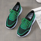 Women's Sneakers Lace-up Mesh Green Black Sports Shoes
