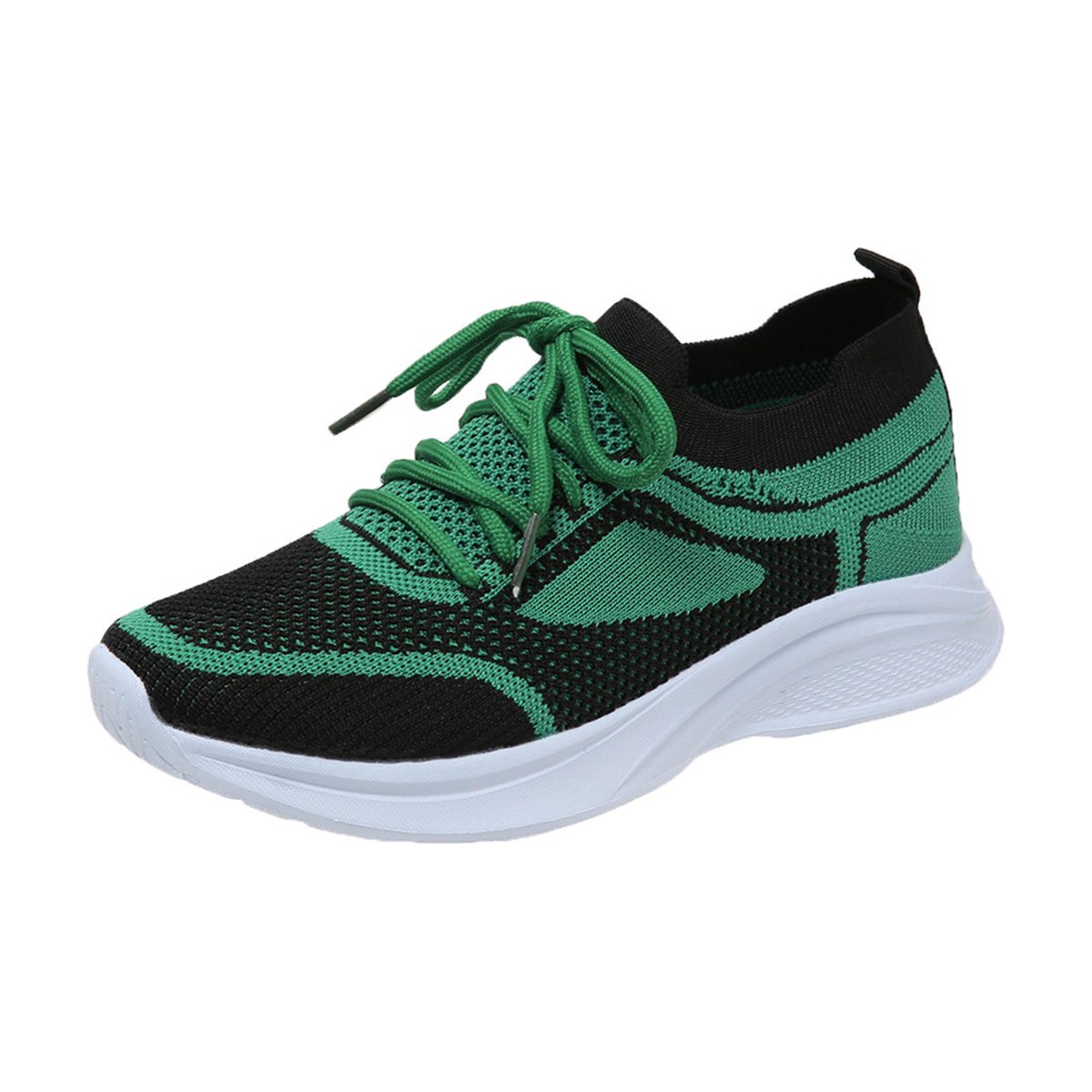 Women's Sneakers Lace-up Mesh Green Black Sports Shoes