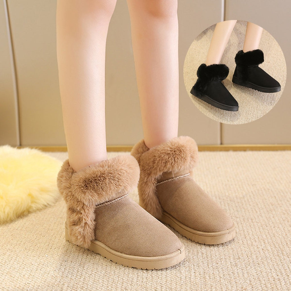 Women's Snow Boots Students Warm Slip On Fluffy