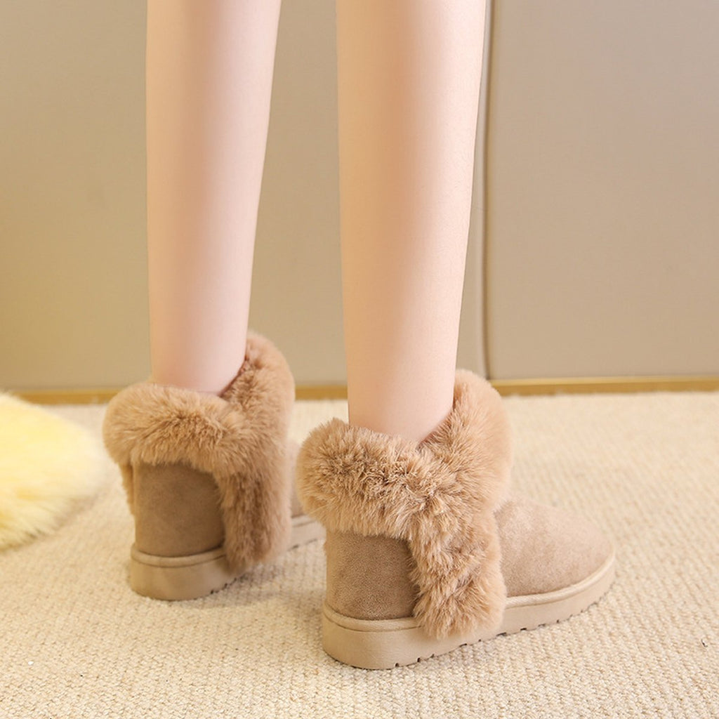 Women's Snow Boots Students Warm Slip On Fluffy
