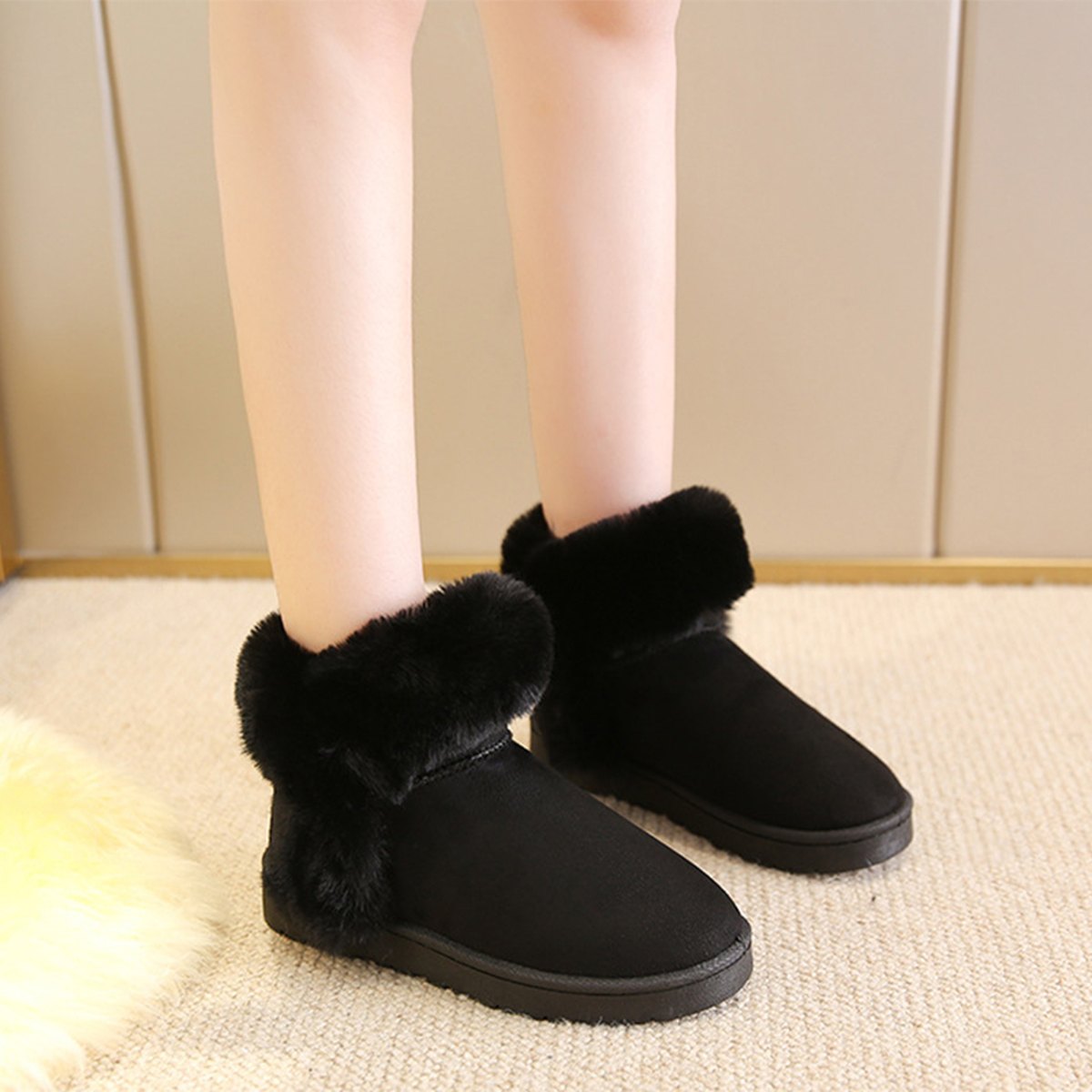 Women's Snow Boots Students Warm Slip On Fluffy