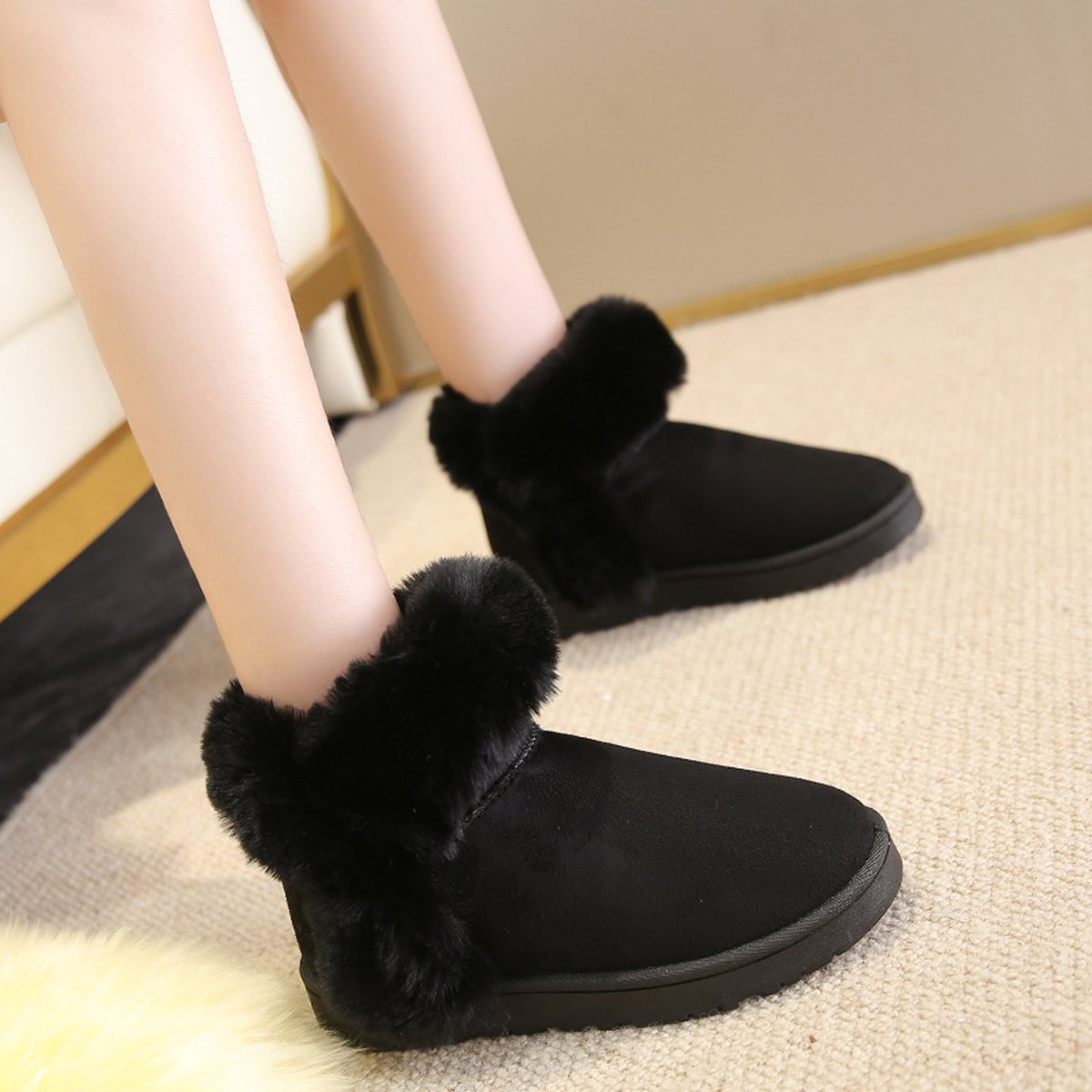 Women's Snow Boots Students Warm Slip On Fluffy