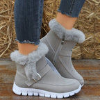 Women's Snow Boots Warm Thickened Solid Color Plush