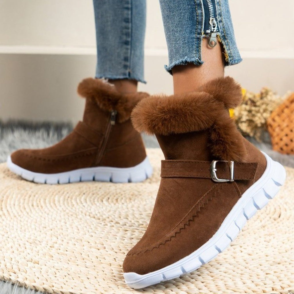 Women's Snow Boots Warm Thickened Solid Color Plush