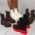 Women's Sock Boots Platform Chunky Heels Shoes