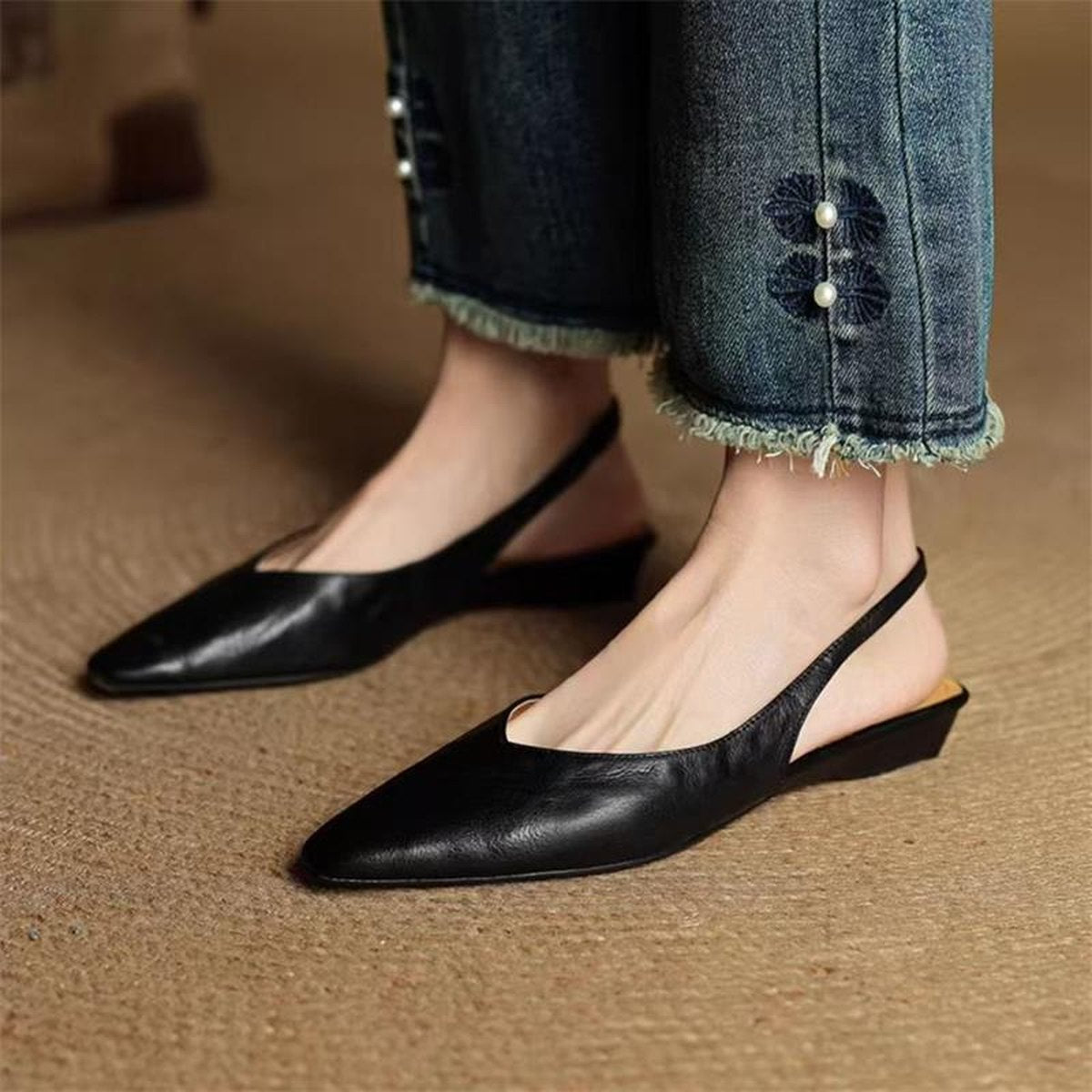 Women's Soft-leather Sandals Outdoor Mules Cutout Back
