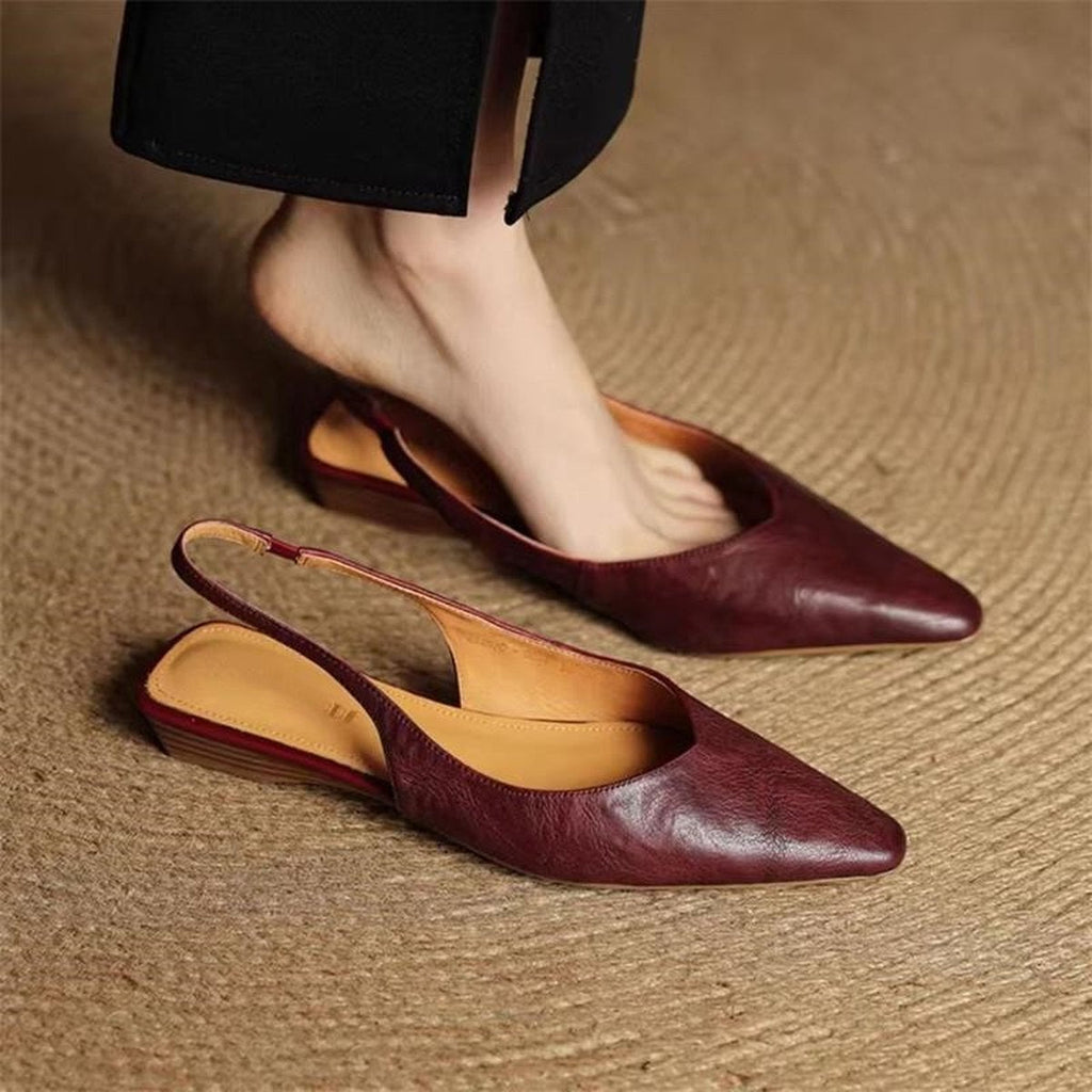 Women's Soft-leather Sandals Outdoor Mules Cutout Back