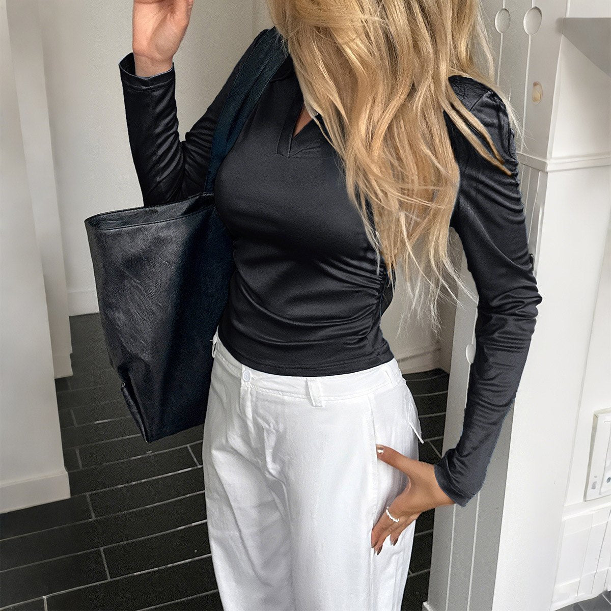 Women's Solid Color Long Sleeve Shirt T-shirt