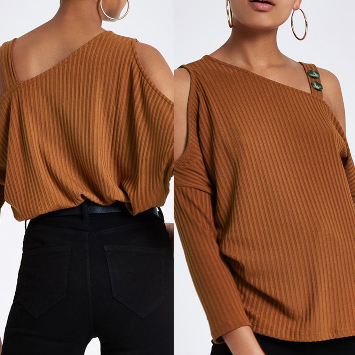 Women's Solid Color Off-shoulder Knit Top