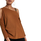 Women's Solid Color Off-shoulder Knit Top