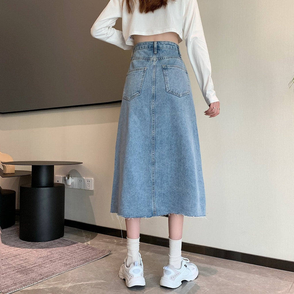 Women's Split Denim Skirt In