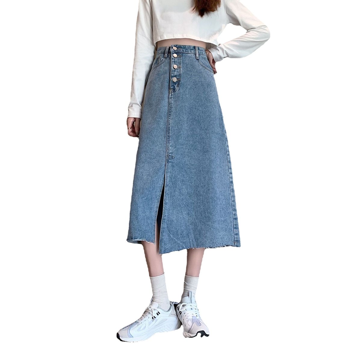 Women's Split Denim Skirt In