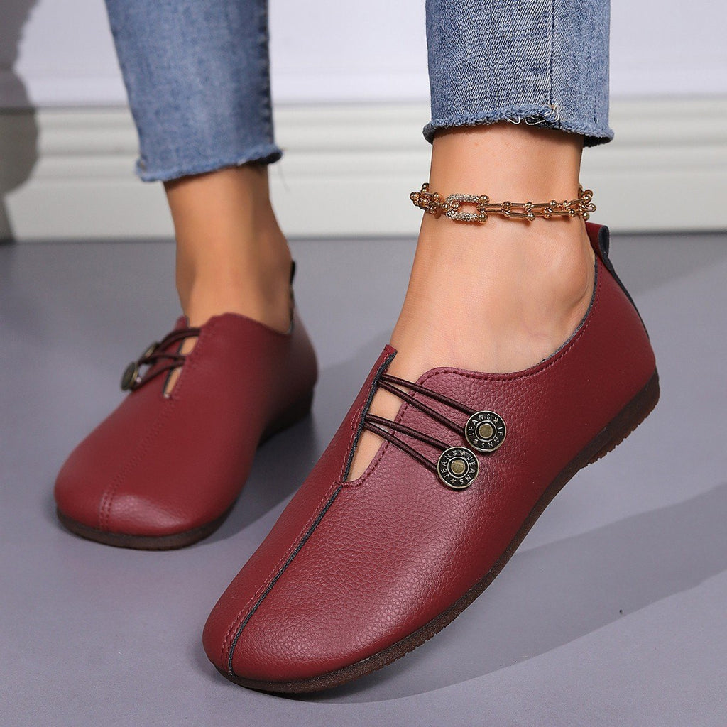 Women's Square-Toe Button Loafers
