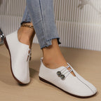 Women's Square-Toe Button Loafers