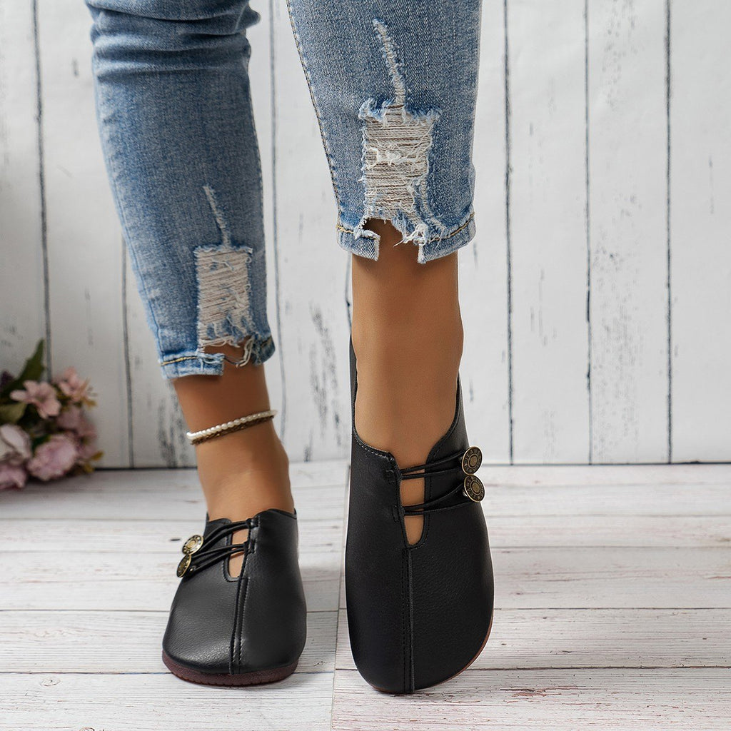Women's Square-Toe Button Loafers