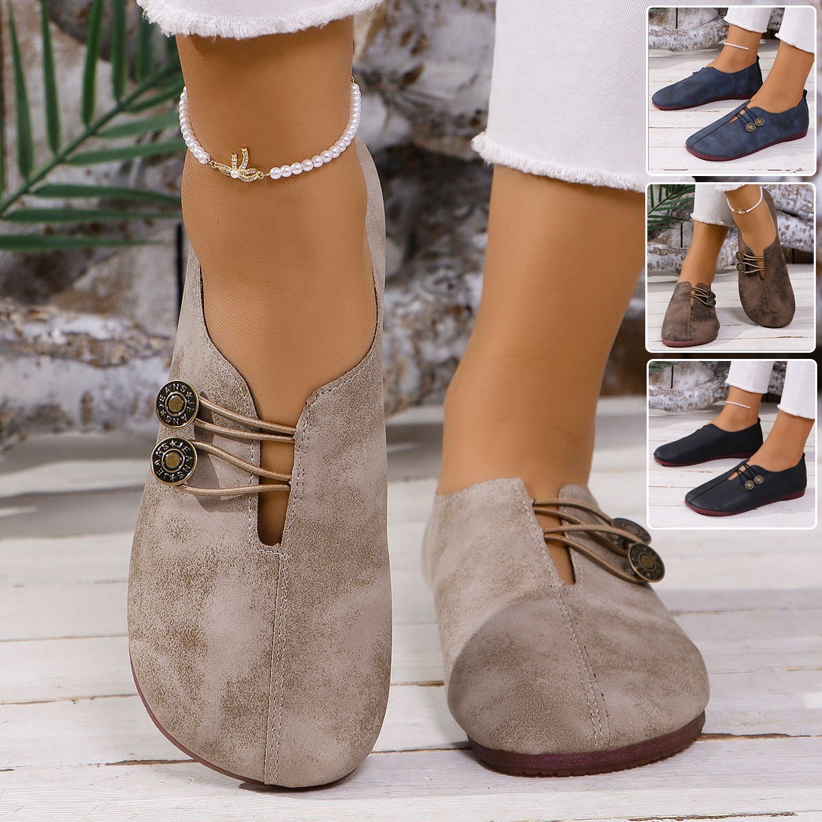 Women's Square Toe Slip-on Sandals Soft Flat Shoes