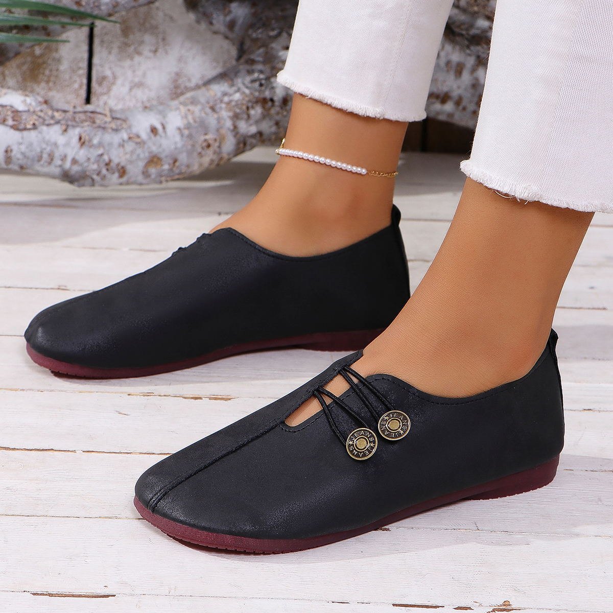 Women's Square Toe Slip-on Sandals Soft Flat Shoes