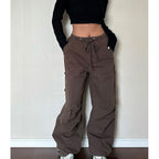 Women's Straight Tube Loose Pocket Cargo Pants